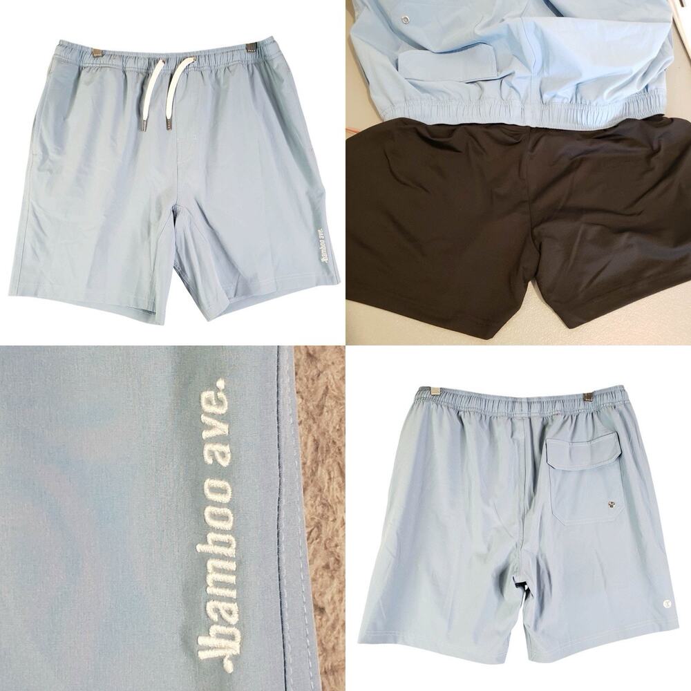 Bamboo Ave Boundless Lined Men's Activewear Shorts Size XL Light Blue